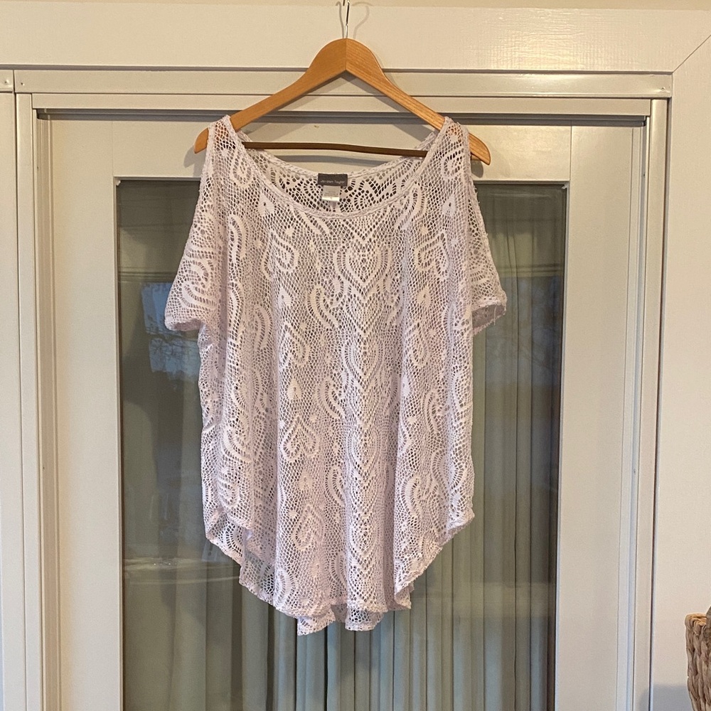 Jordan Taylor White Crochet Tunic Top